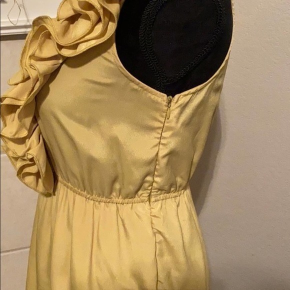 Chartreuse One Shoulder Cocktail Dress - Picture 5 of 8